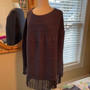 Lands End wool acrylic Grey Poncho